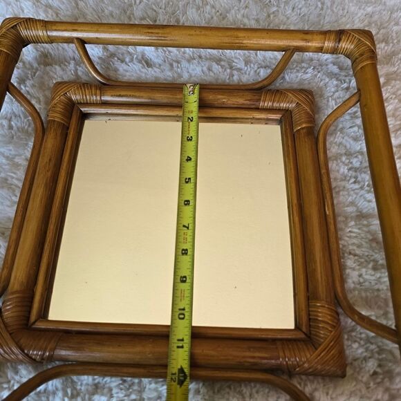 Bamboo/ Rattan Square Mirror Mid Century Modern  Bohemian - Picture 3 of 7
